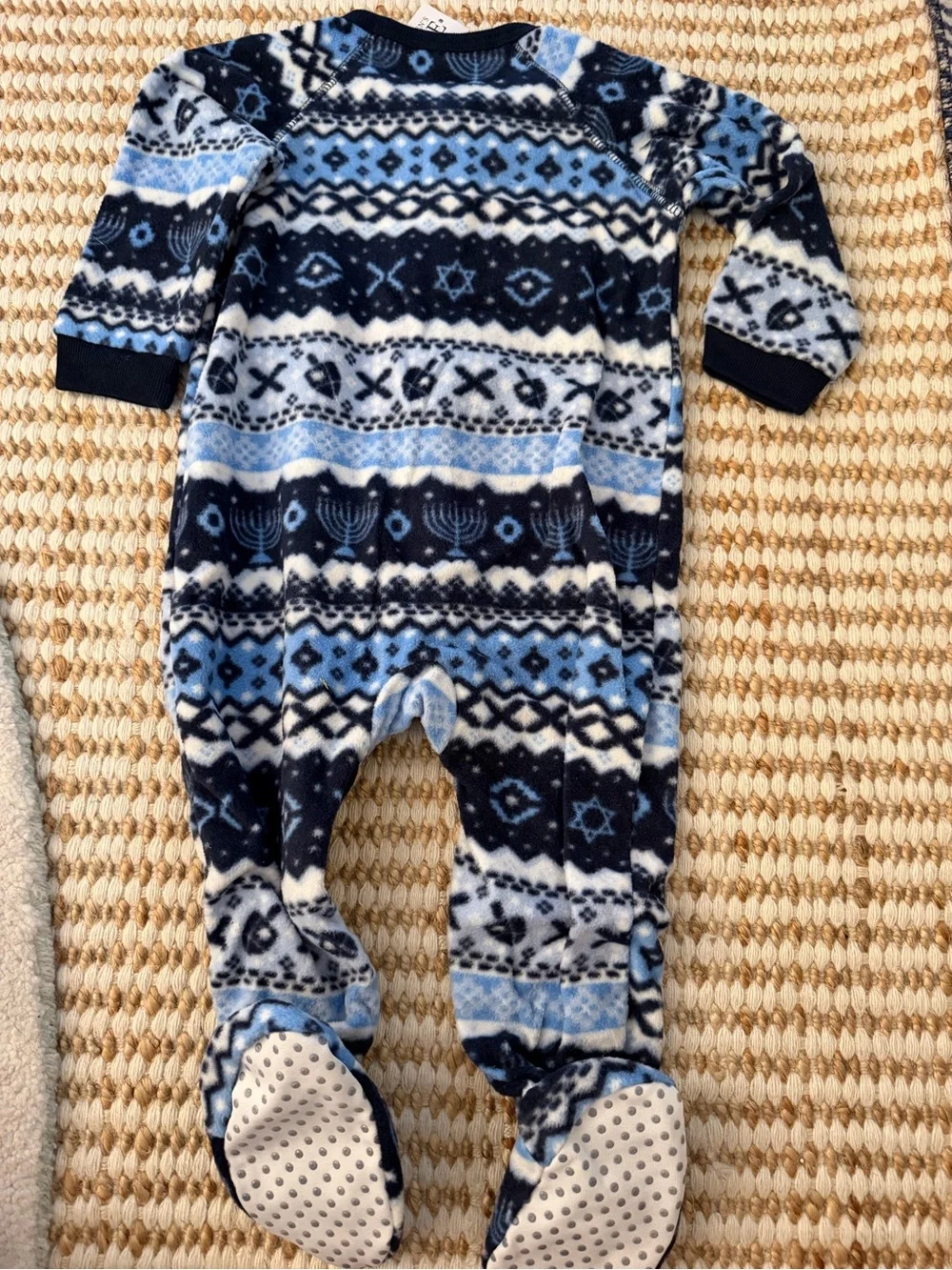 The Children's Place 9-12M Hanukkah Fleece Footed Zip Sleeper Pajamas